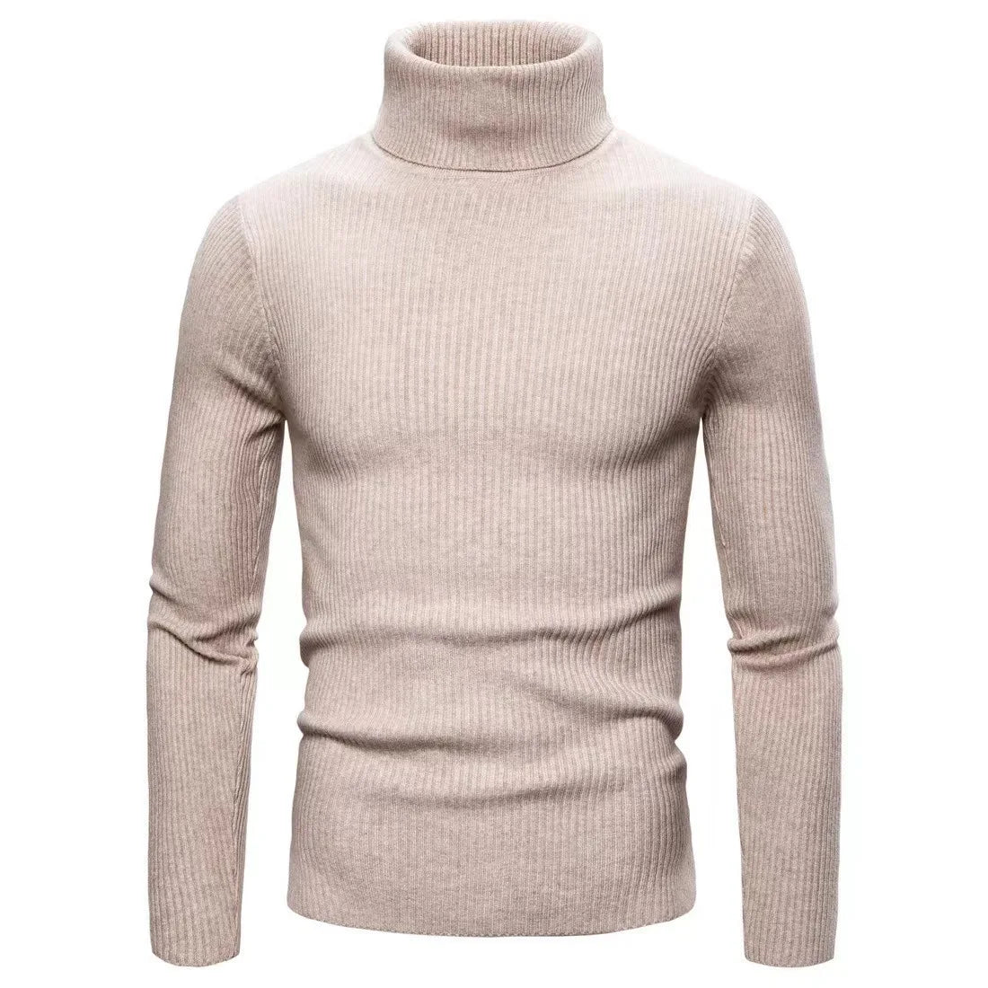 Men Pullovers Tops Turtleneck Sweaters Solid Knitted Full Sleeve Casual Regular Top Knit Thick Splice Slim Fit Autumn Winter
