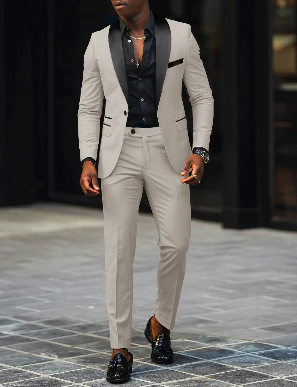 Men's New Fashion Business Casual Two-piece, Comfortable and Breathable Slim-fit Side Slit Single-button Suit Jacket+trousers