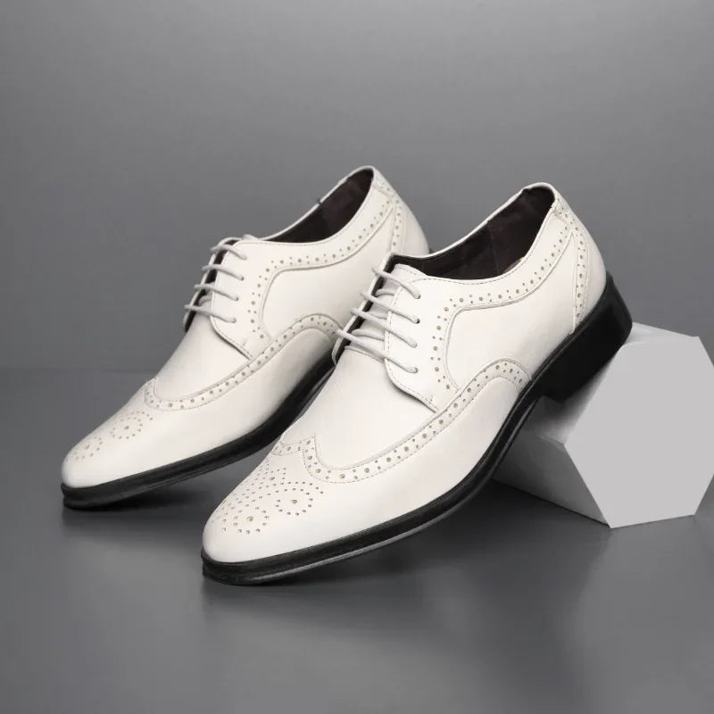 Men Leather Shoes British Style Classic Business Formal Shoes Plus Size 47 Hollow Brogue Dress Shoes Zapatos Hombre Men Oxfords