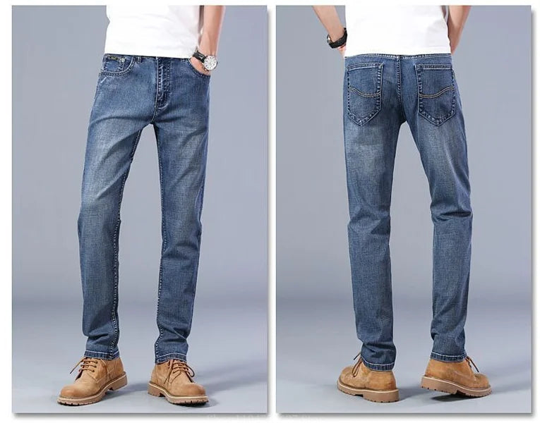 Men's Jeans - Summer Casual Fashionable and Universal Stretch Elastic Mid-Level Denim Jeans Midtown Industry Loose Jeans