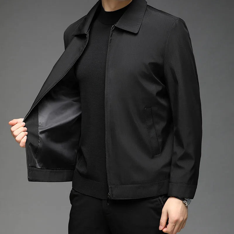 Men High Quality Fashion Business Spring Autumn Stand Collar fashion Jacket Coats Simple Solid Jackets Cloting Casual Jacket