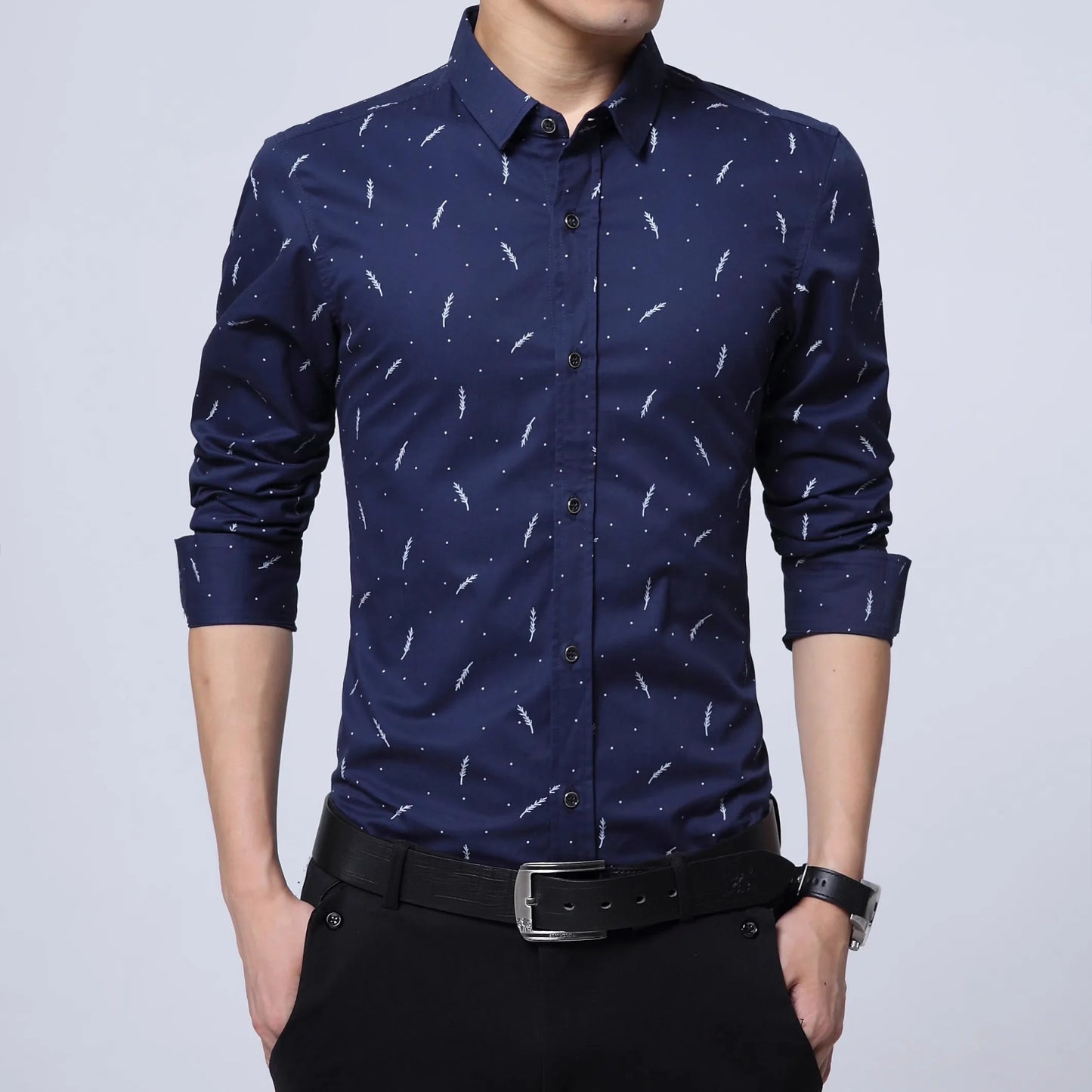 Spring Men Long-sleeved Cotton Shirts, Single-breasted Lapel Shirt, Blue Green Burgundy Khaki Gray White Optional, Asian Size