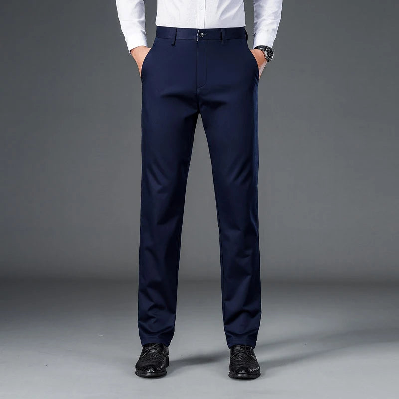 Male Pants Stretch Solid Black Smart Casual Men's Trousers Office Quick Dry Suit Pants New Spring Autumn Korean Straight Pants