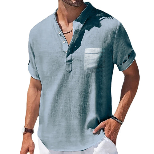 Stand-Up Collar Linen Shirt