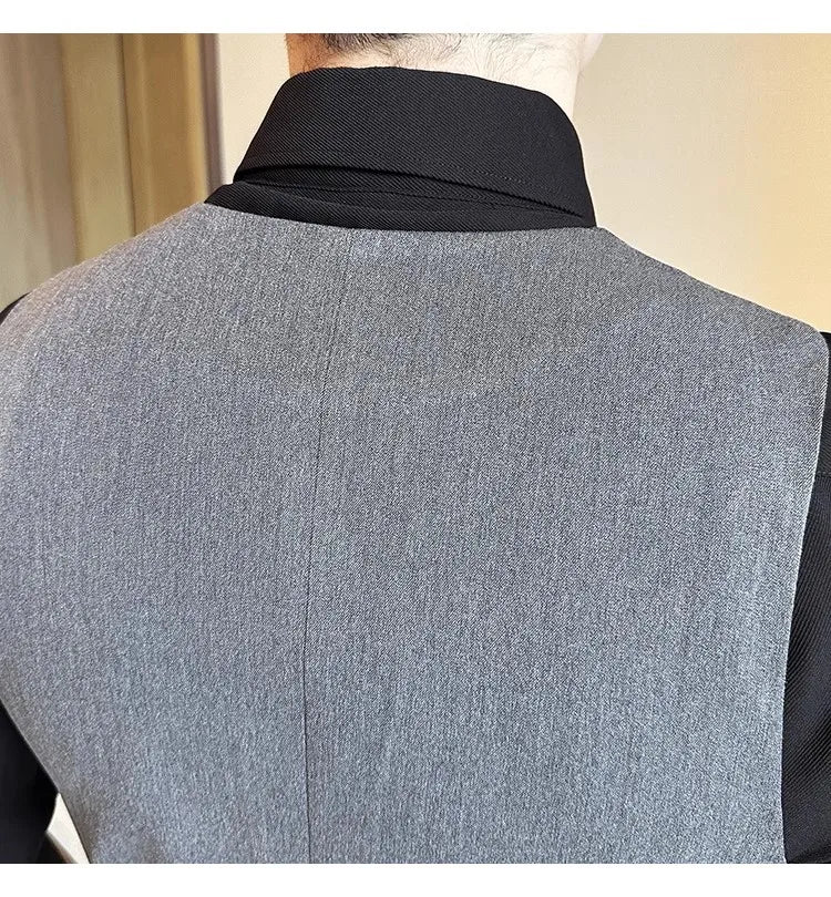 S-7XL High-end Brand Solid Color Elastic Men's Casual Business Vest Groom Wedding Suit Party Waist Coat