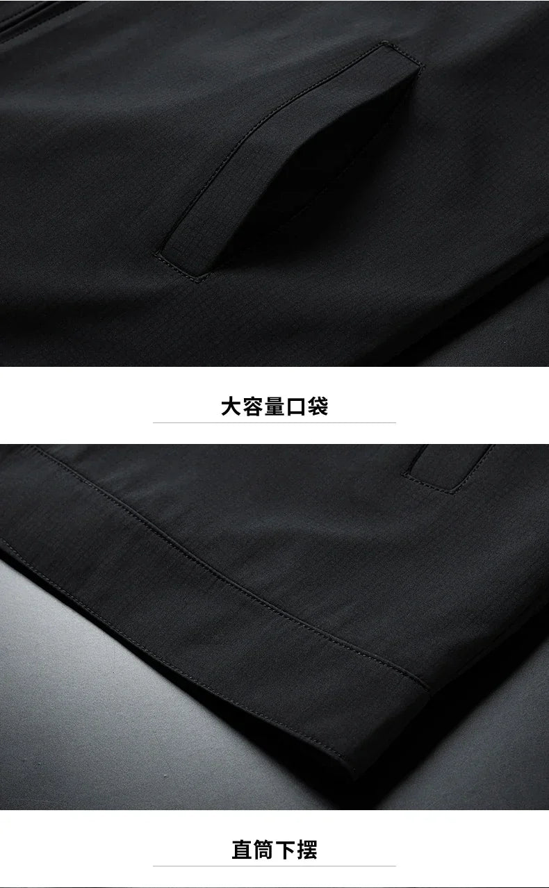 Men High Quality Fashion Business Spring Autumn Stand Collar fashion Jacket Coats Simple Solid Jackets Cloting Casual Jacket
