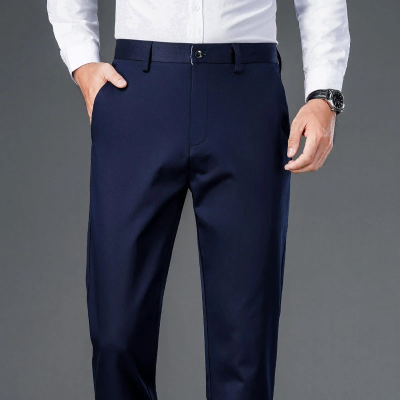 Male Pants Stretch Solid Black Smart Casual Men's Trousers Office Quick Dry Suit Pants New Spring Autumn Korean Straight Pants
