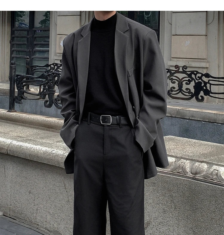 2024 Spring Summer Men Formal Blazers Men Korean Fashion Loose Casual Dress Jacket Men Harajuku Social Suit Jacket Clothing