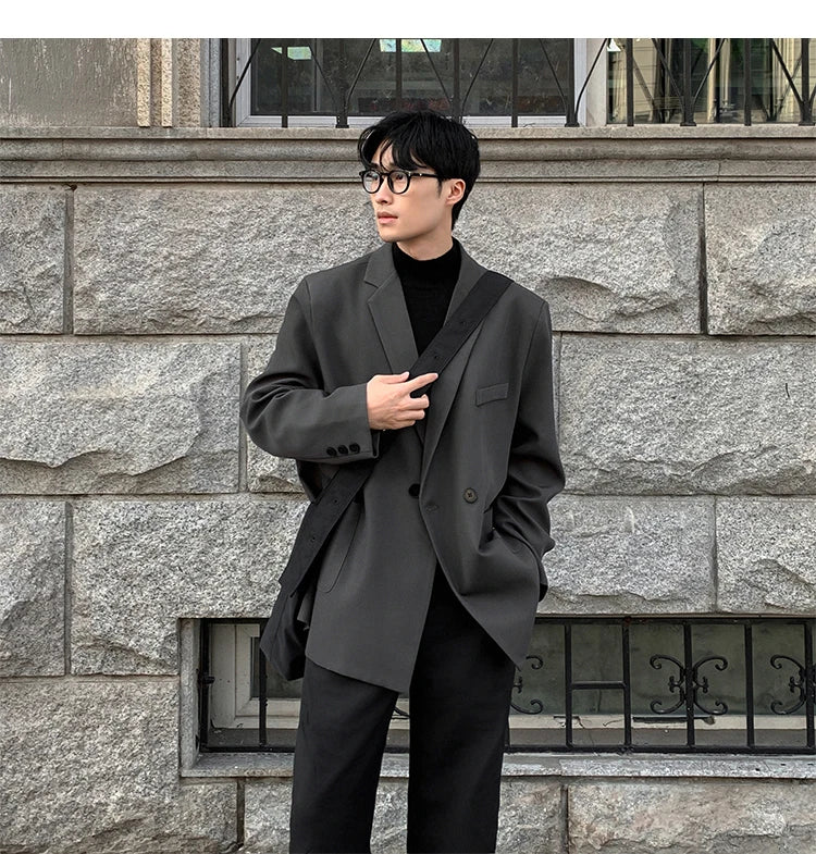 2024 Spring Summer Men Formal Blazers Men Korean Fashion Loose Casual Dress Jacket Men Harajuku Social Suit Jacket Clothing