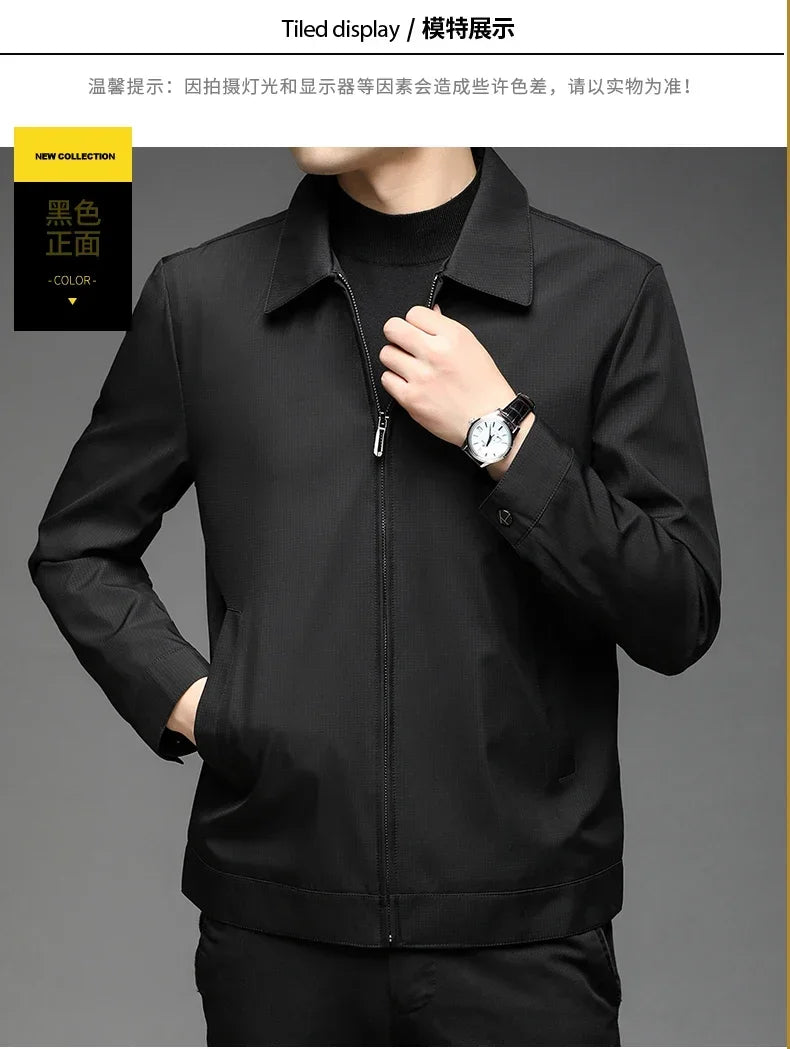 Men High Quality Fashion Business Spring Autumn Stand Collar fashion Jacket Coats Simple Solid Jackets Cloting Casual Jacket