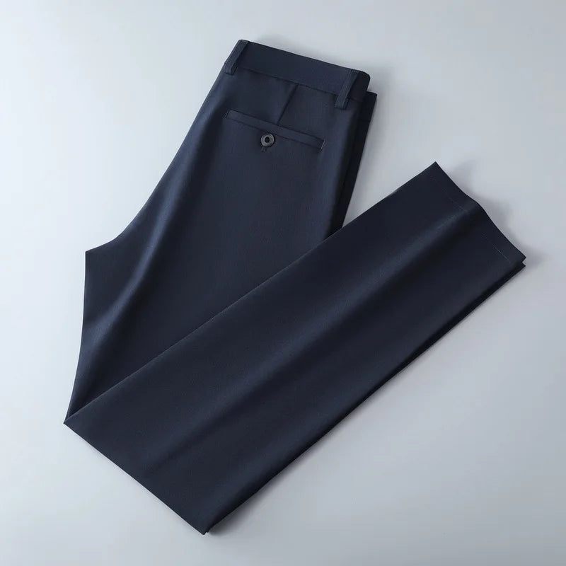 Male Pants Stretch Solid Black Smart Casual Men's Trousers Office Quick Dry Suit Pants New Spring Autumn Korean Straight Pants