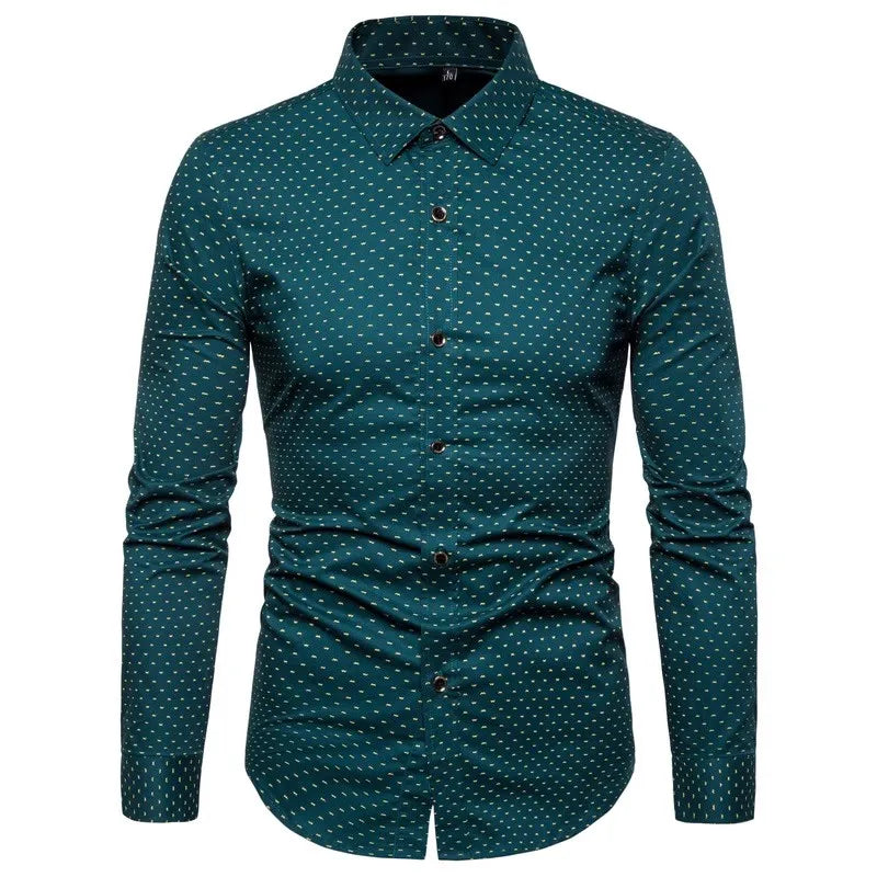 Spring Men Long-sleeved Cotton Shirts, Single-breasted Lapel Shirt, Blue Green Burgundy Khaki Gray White Optional, Asian Size