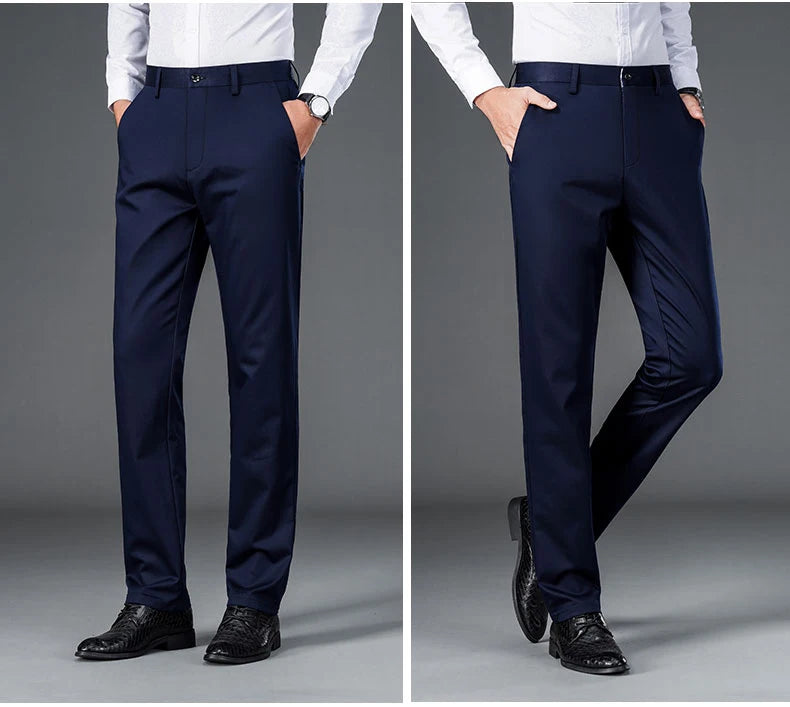 Male Pants Stretch Solid Black Smart Casual Men's Trousers Office Quick Dry Suit Pants New Spring Autumn Korean Straight Pants