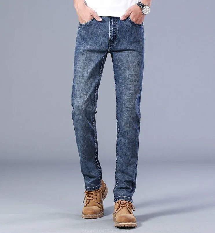 Men's Jeans - Summer Casual Fashionable and Universal Stretch Elastic Mid-Level Denim Jeans Midtown Industry Loose Jeans