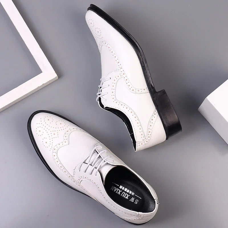 Men Leather Shoes British Style Classic Business Formal Shoes Plus Size 47 Hollow Brogue Dress Shoes Zapatos Hombre Men Oxfords