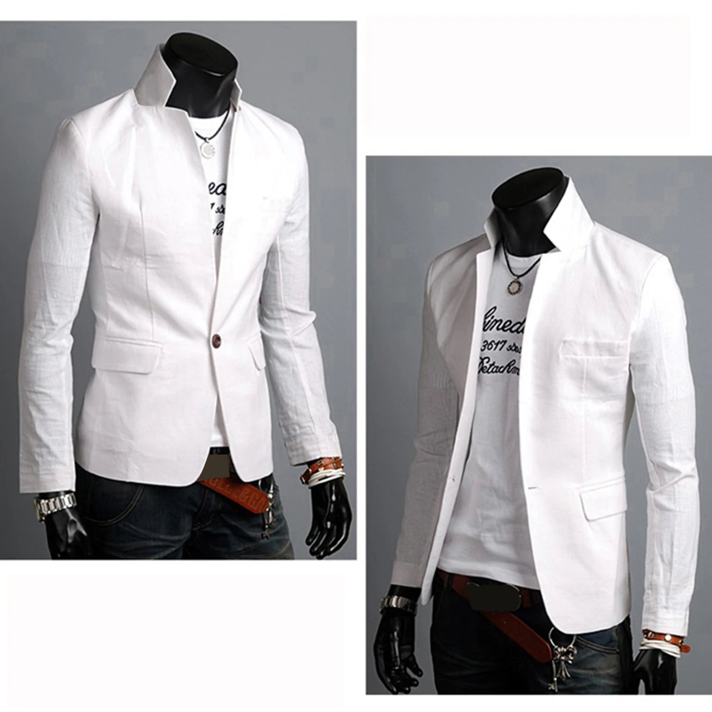 Business Autumn Pockets Men Coat Solid Color Lapel Collar Button Decor Business Blazer
