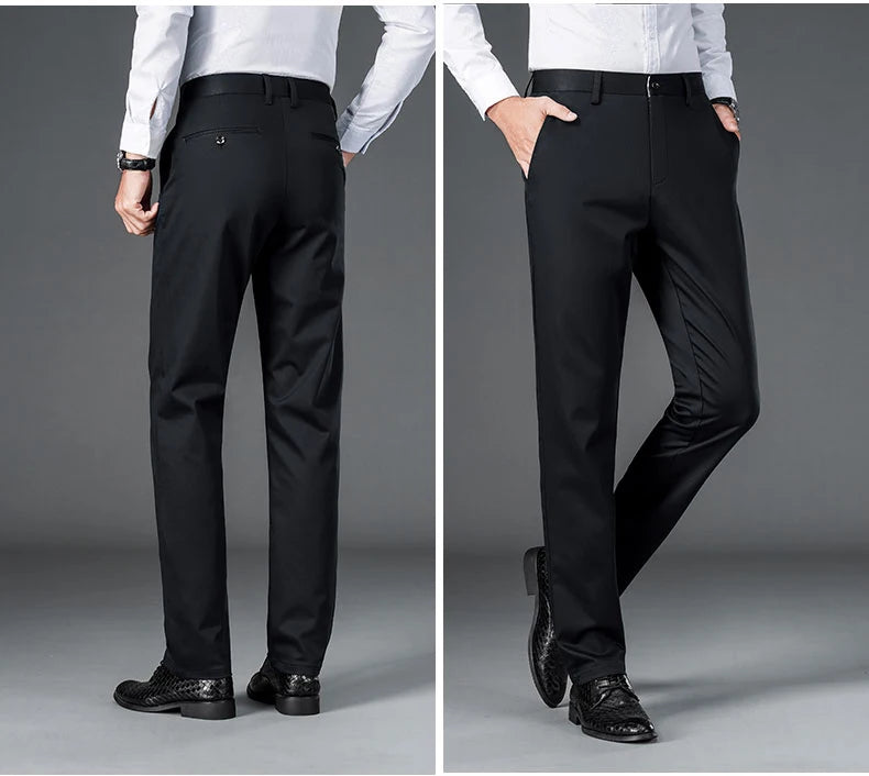Male Pants Stretch Solid Black Smart Casual Men's Trousers Office Quick Dry Suit Pants New Spring Autumn Korean Straight Pants