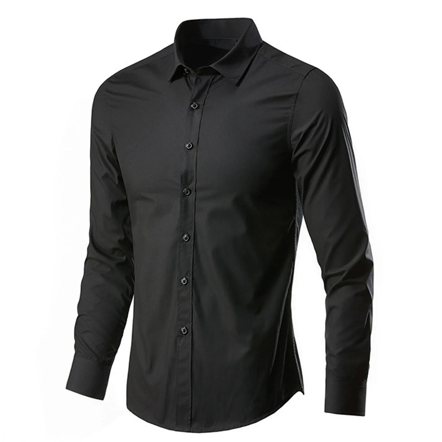 Men's Luxury Casual Social Formal Shirt Lapel Long Sleeve Slim Solid Color Male Business Dress Shirts Blouse Shirt Tops