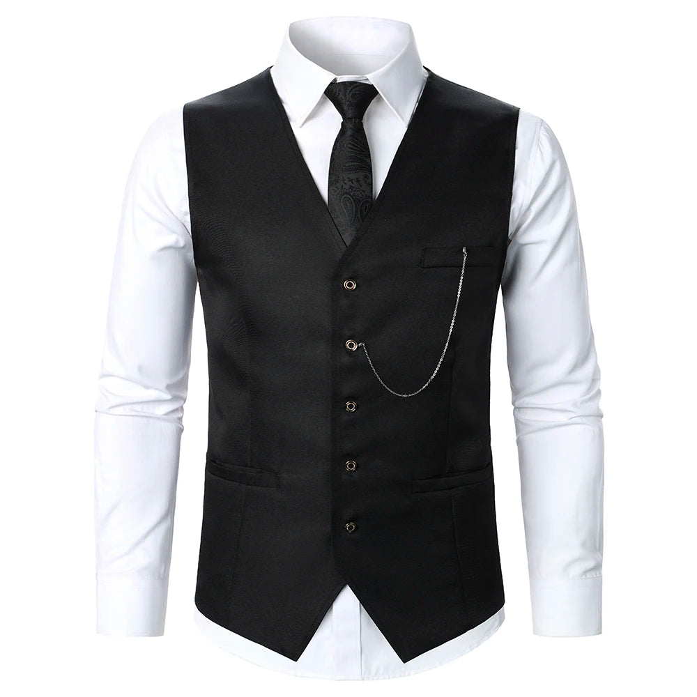 Men Suit Vest Coat Stripe Fabric Open Button Design Classic Design Causal Business Fashion Slim Fit Men Suit