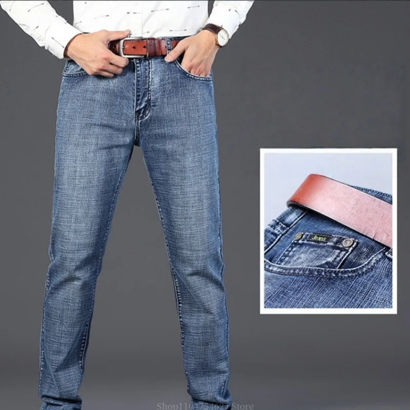 Men's Jeans - Summer Casual Fashionable and Universal Stretch Elastic Mid-Level Denim Jeans Midtown Industry Loose Jeans