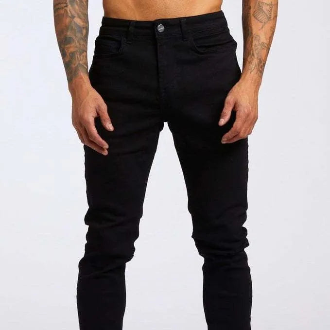 Men Jeans Long Pant Denim Pants Pockets Splice Slim Fit Solid High Waist Regular Casual Straight Trousers Autumn Winter