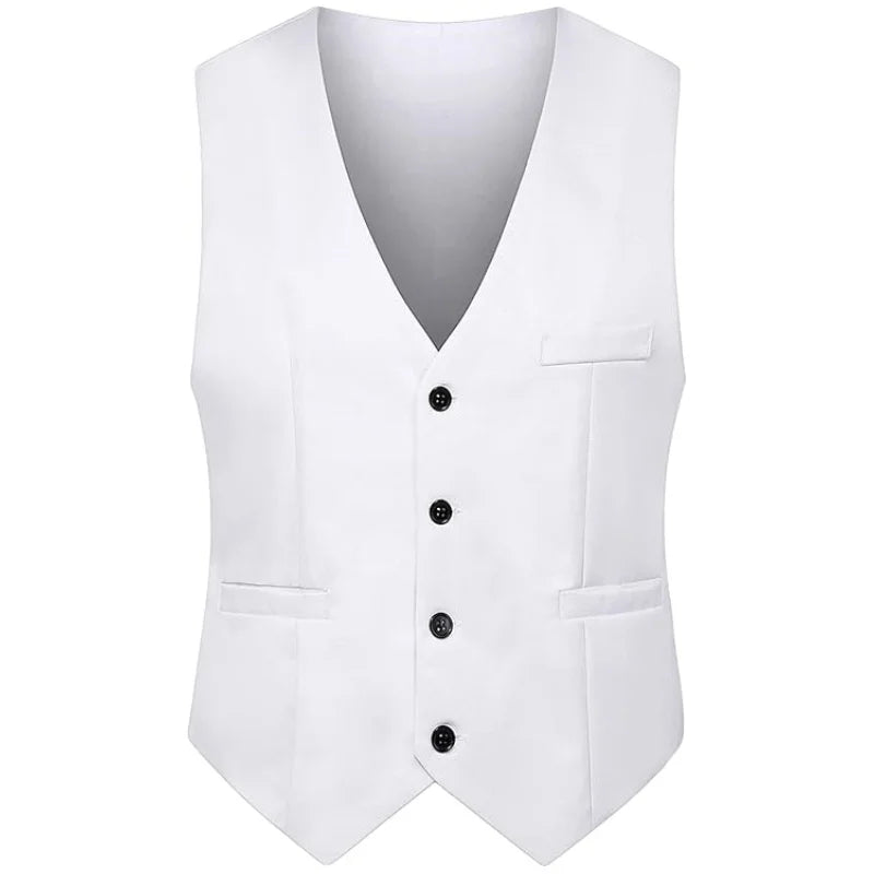 Men's Slim Fit Lace-Up Back Vest - Formal & Casual Cotton Waistcoat | V-Neck Work Vest Top, Breathable, Tailored Fit, Office & O