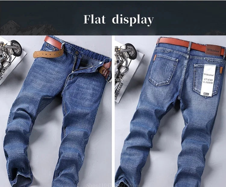 Men's Jeans - Summer Casual Fashionable and Universal Stretch Elastic Mid-Level Denim Jeans Midtown Industry Loose Jeans