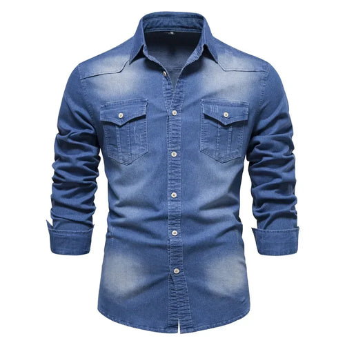 Elastic Cotton Denim Shirt