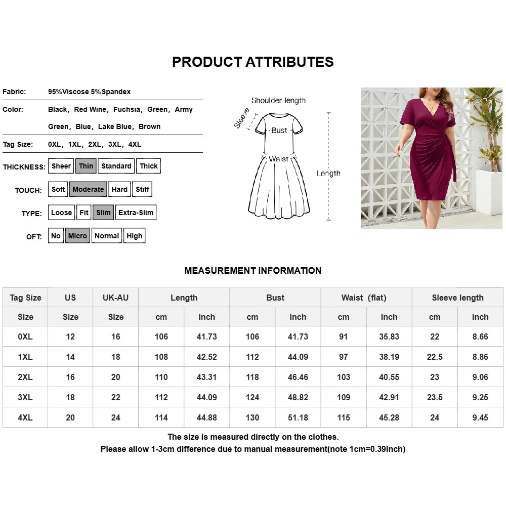 Women Short Sleeved Summer Holiday Dress Casual Solid Color Plus Size Chic Elegant Dresses Large Size Female Midi Dress