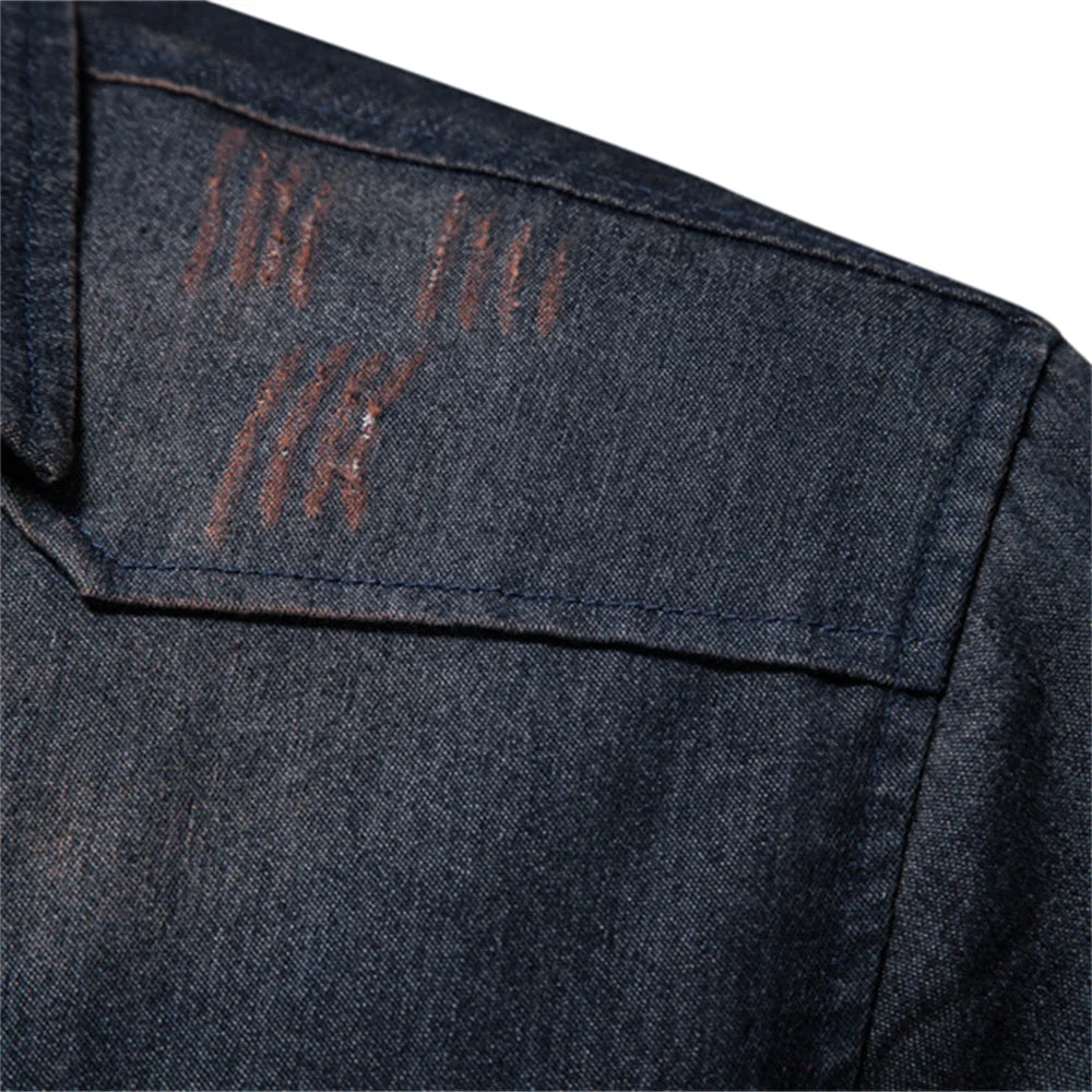 Elastic Cotton Denim Shirt