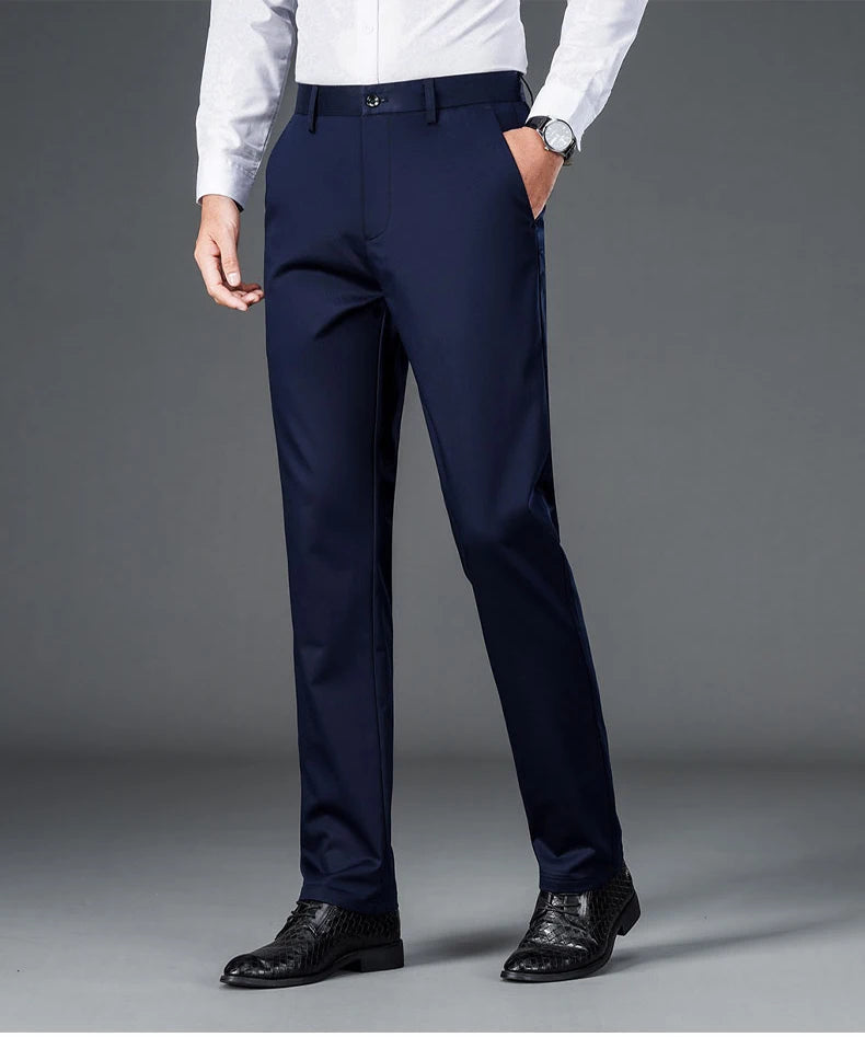 Male Pants Stretch Solid Black Smart Casual Men's Trousers Office Quick Dry Suit Pants New Spring Autumn Korean Straight Pants