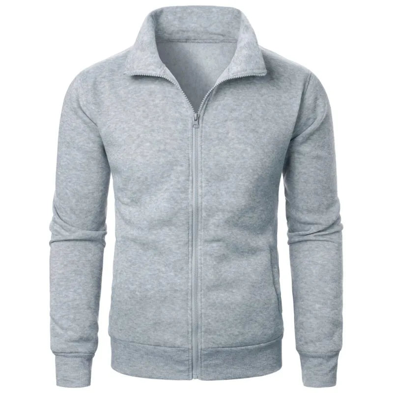 Autumn Men's Long Sleeve Zipper Jacket Coats Solid Color Warm Sweatshirts Casual Baseball Jacket Outdoor Streetwear