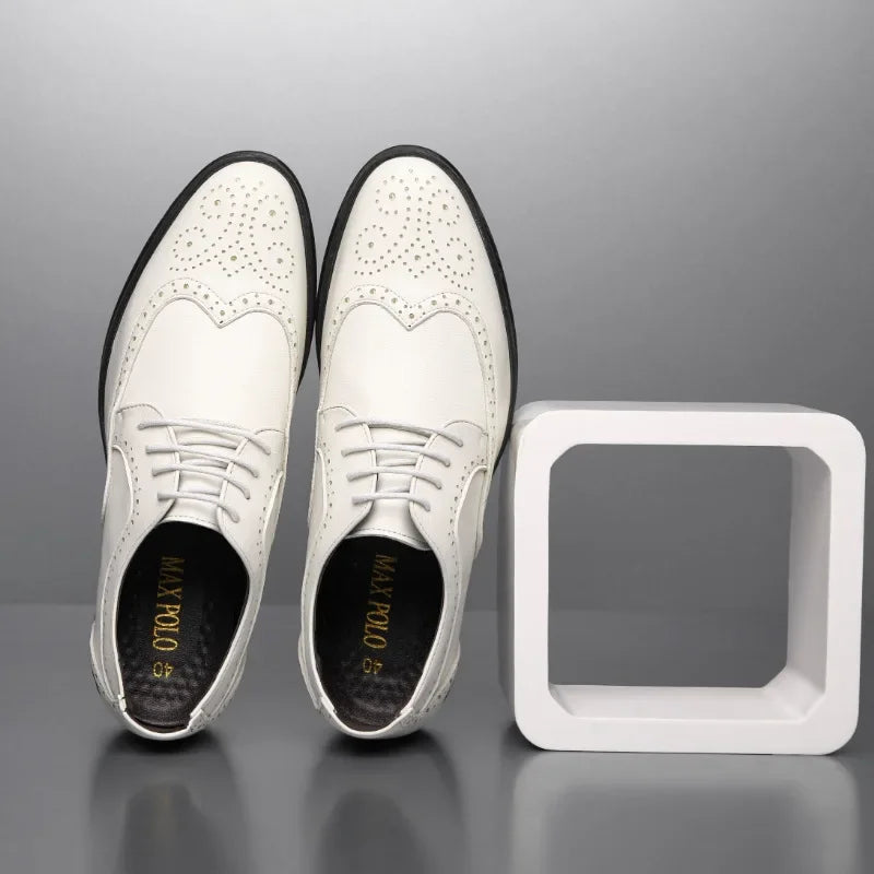 Men Leather Shoes British Style Classic Business Formal Shoes Plus Size 47 Hollow Brogue Dress Shoes Zapatos Hombre Men Oxfords