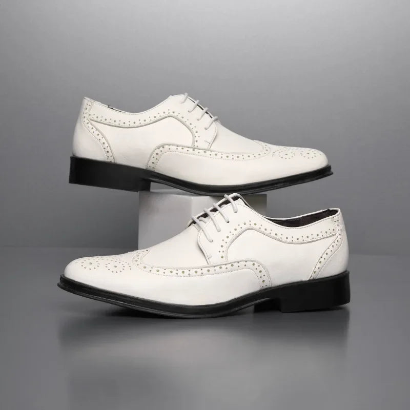 Men Leather Shoes British Style Classic Business Formal Shoes Plus Size 47 Hollow Brogue Dress Shoes Zapatos Hombre Men Oxfords