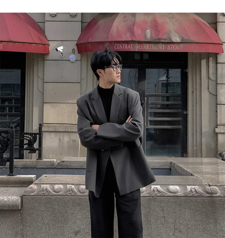 2024 Spring Summer Men Formal Blazers Men Korean Fashion Loose Casual Dress Jacket Men Harajuku Social Suit Jacket Clothing