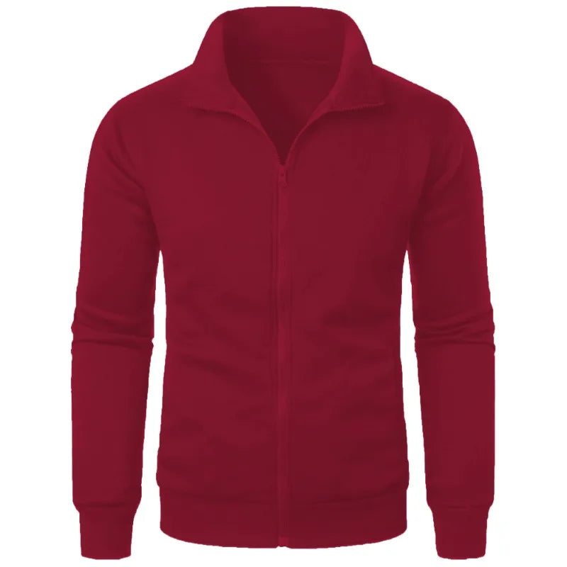 Autumn Men's Long Sleeve Zipper Jacket Coats Solid Color Warm Sweatshirts Casual Baseball Jacket Outdoor Streetwear