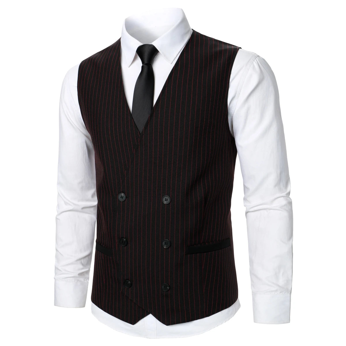 Men Suit Vest Coat Stripe Fabric Open Button Design Classic Design Causal Business Fashion Slim Fit Men Suit