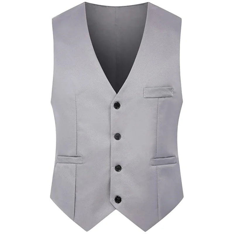 Men's Slim Fit Lace-Up Back Vest - Formal & Casual Cotton Waistcoat | V-Neck Work Vest Top, Breathable, Tailored Fit, Office & O
