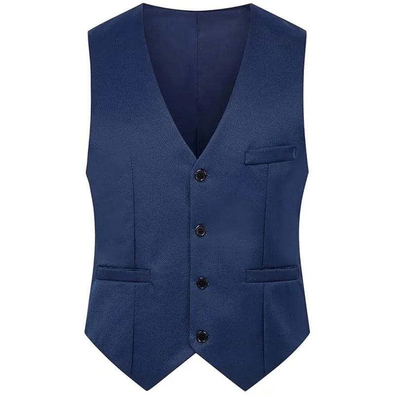 Men's Slim Fit Lace-Up Back Vest - Formal & Casual Cotton Waistcoat | V-Neck Work Vest Top, Breathable, Tailored Fit, Office & O