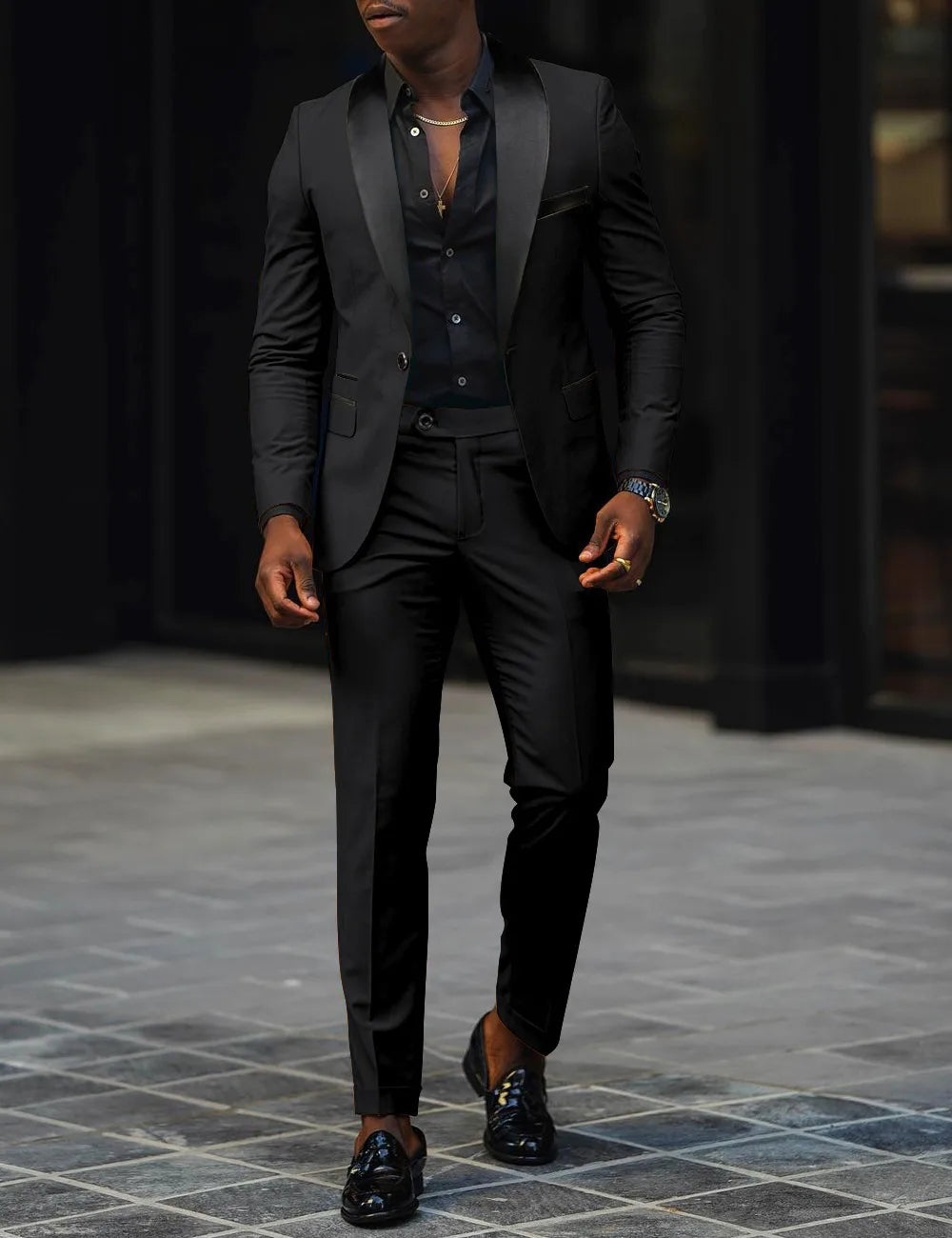Men's New Fashion Business Casual Two-piece, Comfortable and Breathable Slim-fit Side Slit Single-button Suit Jacket+trousers