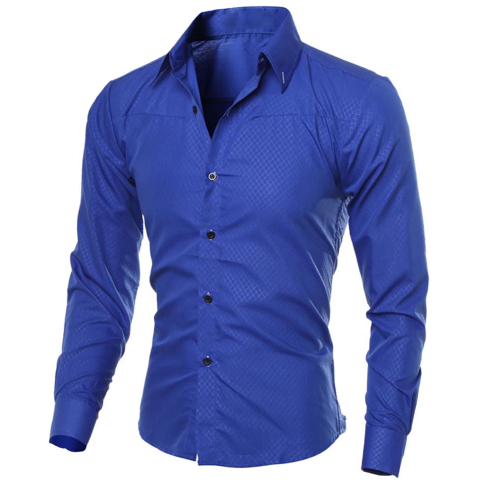 Men's Luxury Casual Social Formal Shirt Lapel Long Sleeve Slim Solid Color Male Business Dress Shirts Blouse Shirt Tops