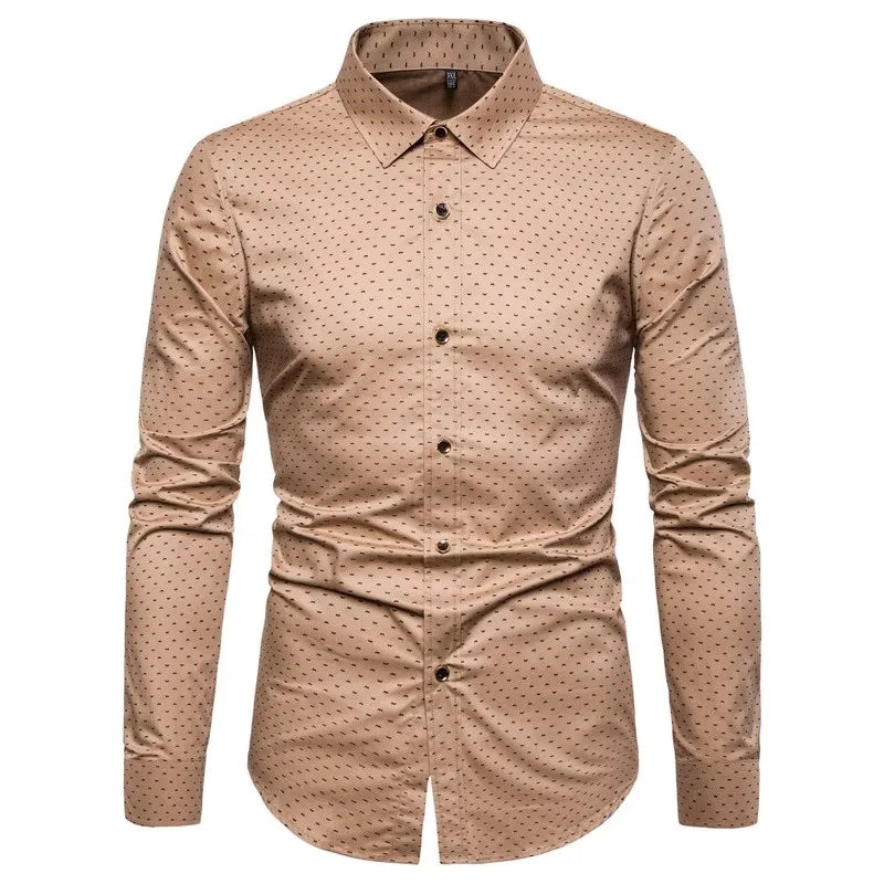 Spring Men Long-sleeved Cotton Shirts, Single-breasted Lapel Shirt, Blue Green Burgundy Khaki Gray White Optional, Asian Size