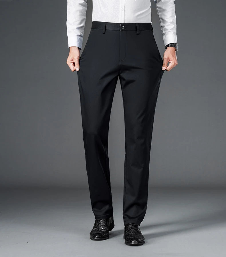 Male Pants Stretch Solid Black Smart Casual Men's Trousers Office Quick Dry Suit Pants New Spring Autumn Korean Straight Pants