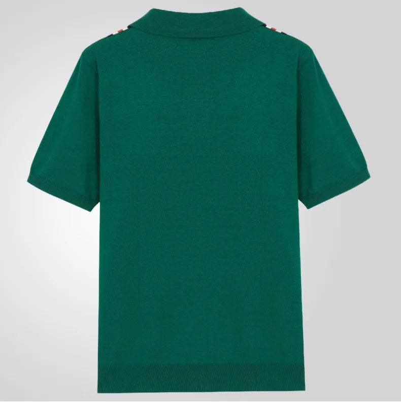 Men Striped Polo Shirts Single Breasted Tees Cardigan Knitted Short Sleeve Shirt Business Loose Tops Summer 2025 Buttons