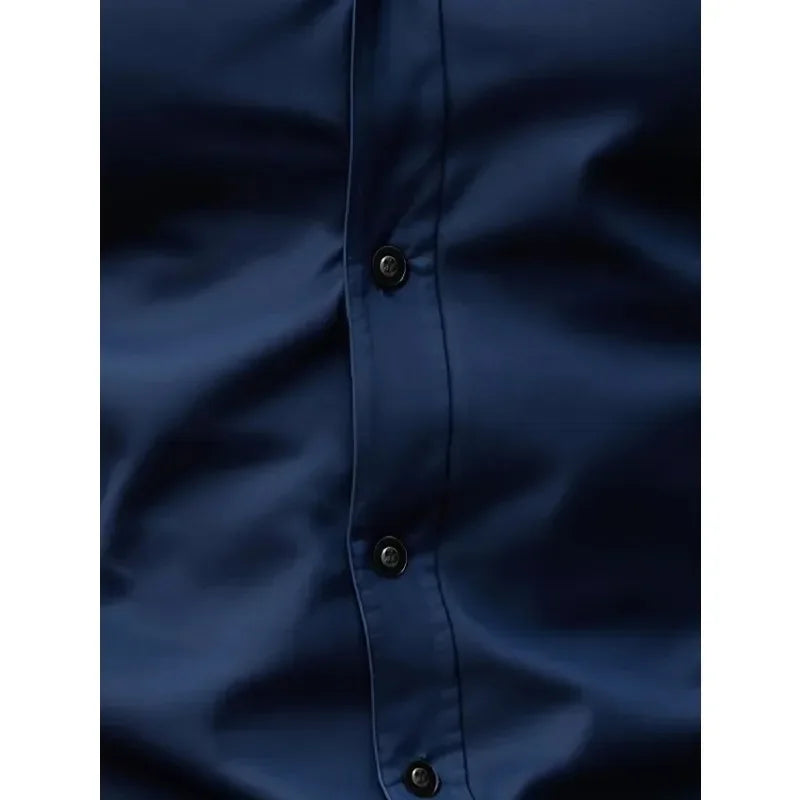 Bolubao Men Smart Casual White Shirt Brand Fashion Solid Color Long Sleeve Elastic Male Business Dress Shirt