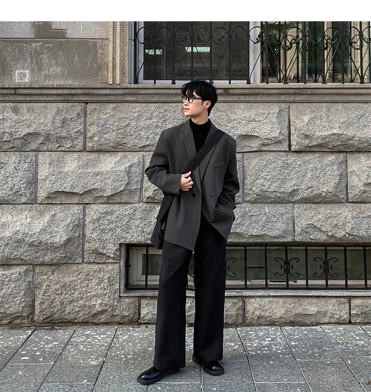 2024 Spring Summer Men Formal Blazers Men Korean Fashion Loose Casual Dress Jacket Men Harajuku Social Suit Jacket Clothing