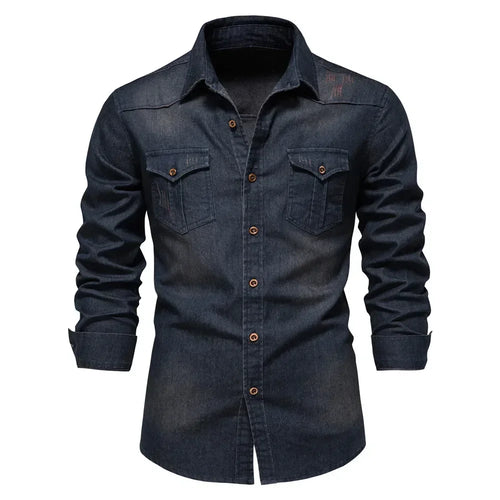 Elastic Cotton Denim Shirt