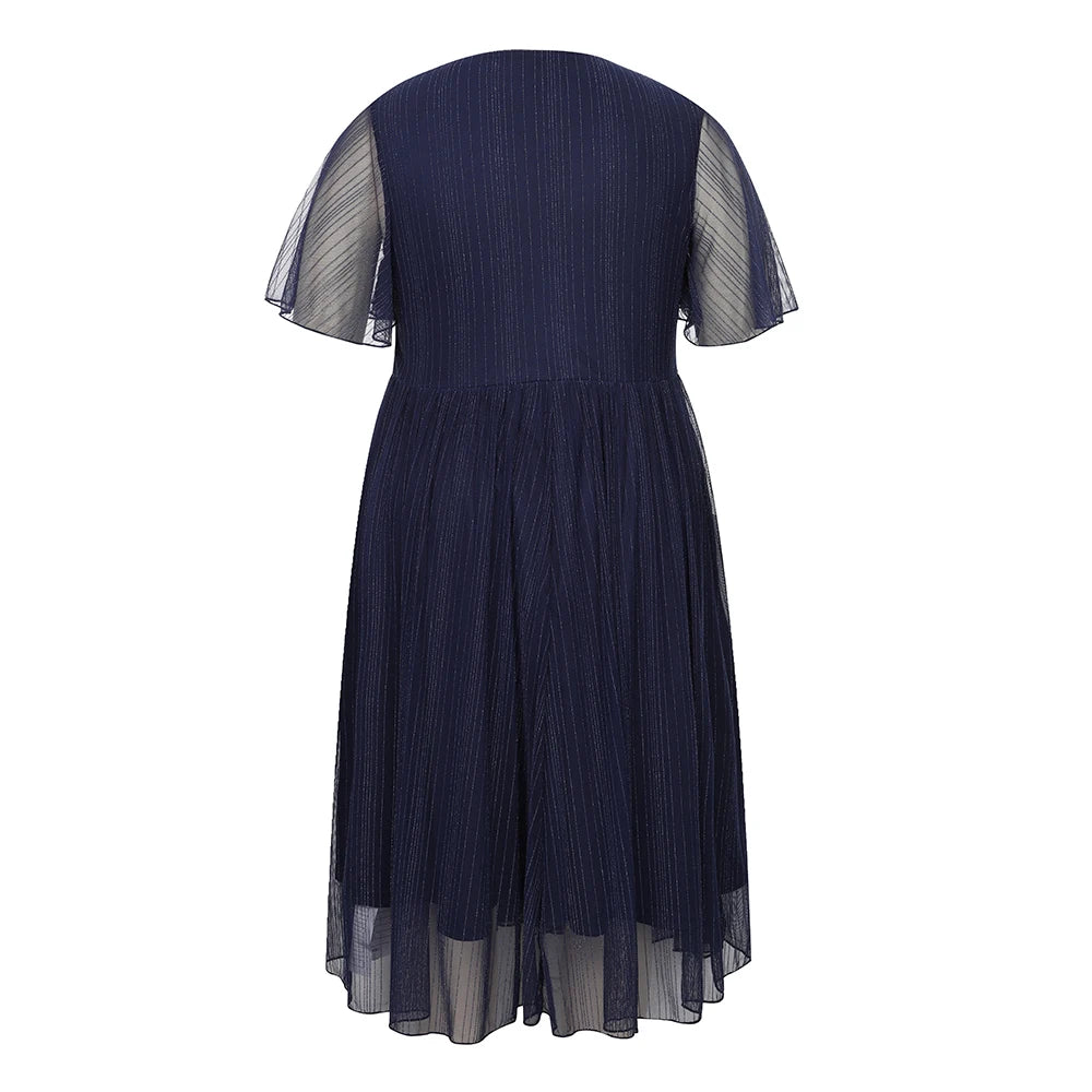 Plus Size Women's V-Neck Solid Dresses Elegant Evening Party Dress Prom Female Large Size Bridesmaid Dresses 2XL 3XL 4XL 5XL 6XL