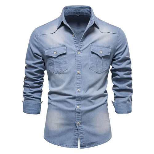 Elastic Cotton Denim Shirt