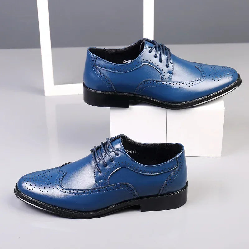 Men Leather Shoes British Style Classic Business Formal Shoes Plus Size 47 Hollow Brogue Dress Shoes Zapatos Hombre Men Oxfords